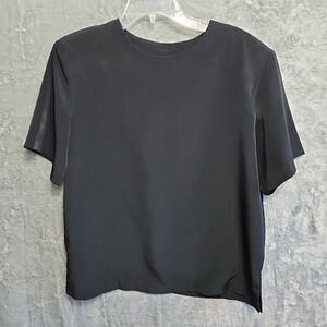 Emily Adams Women's Sz Lg Black Blouse Vintage USA Pullover Shoulder Pads